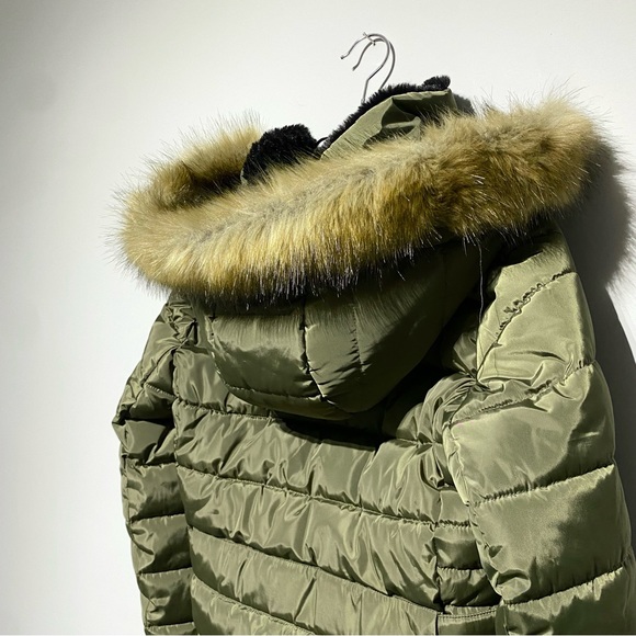 FDS Faux Fur Hooded Parka Jacket / Army Green / XXS - Picture 5 of 10